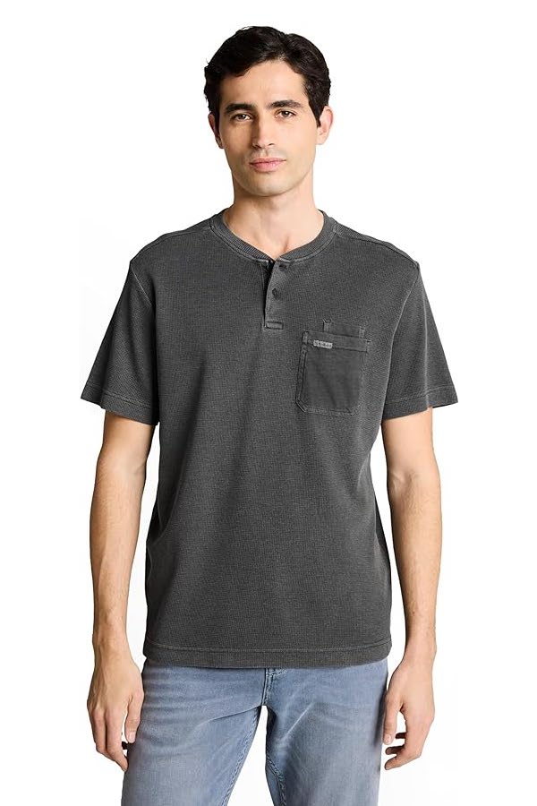 T-shirt gaufré à col henley