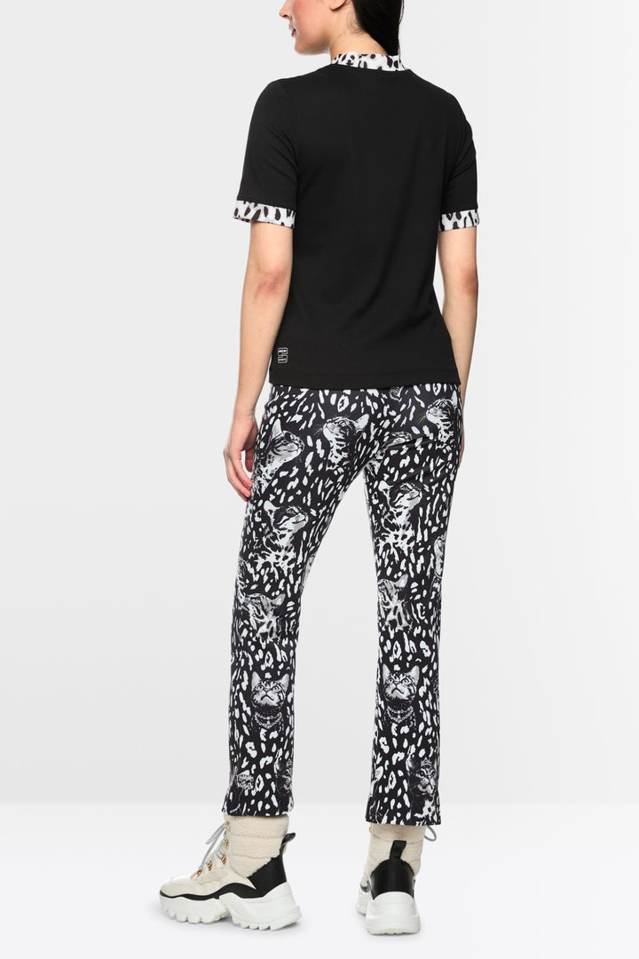 Ribbed T-shirt with leopard details 