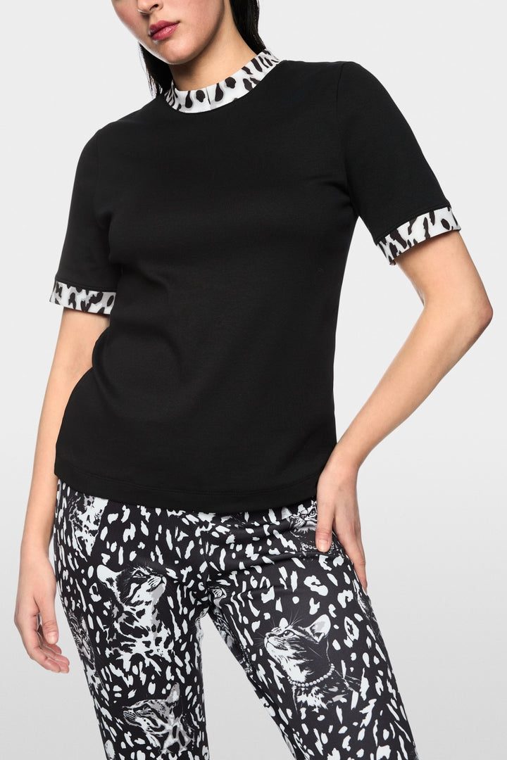 Ribbed T-shirt with leopard details 