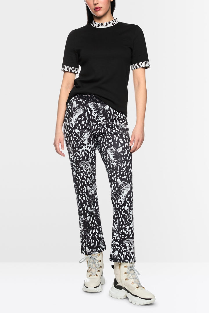 Ribbed T-shirt with leopard details 