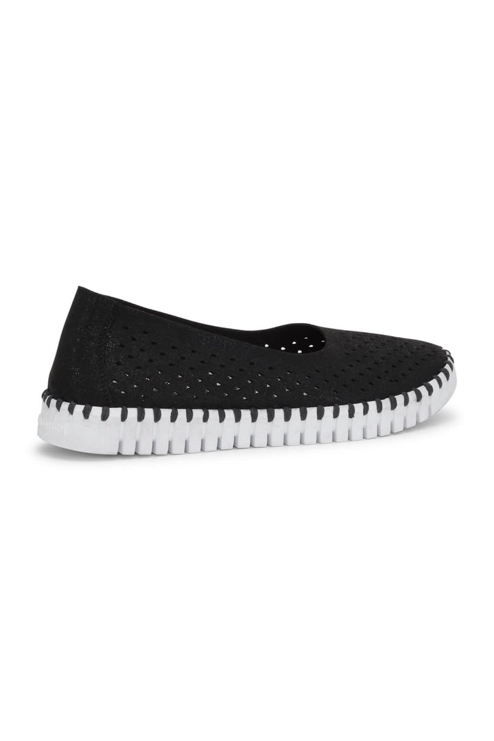 Ballerine Tulip 0026 noire avec perforations pour confort et respirabilité, semelle flexible pour un style décontracté.