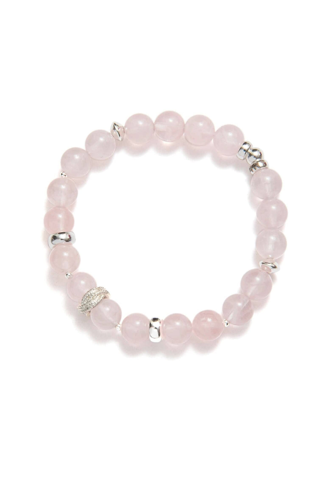 Bracelet en argent avec perles de quartz rose de la collection Héritage, élégant et raffiné.