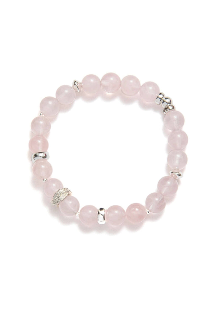 Bracelet en argent avec perles de quartz rose de la collection Héritage, élégant et raffiné.