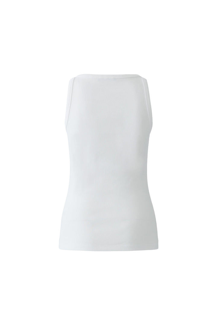 Camisole côtelée avec inscription brodée, vue de dos, ajustée et confortable, pour une garde-robe quotidienne versatile.