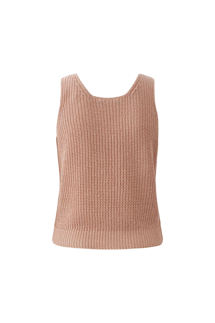 Camisole tricoté en fil spécial avec maille texturée, coupe droite et encolure en V, idéale pour superposition ou portée seule.
