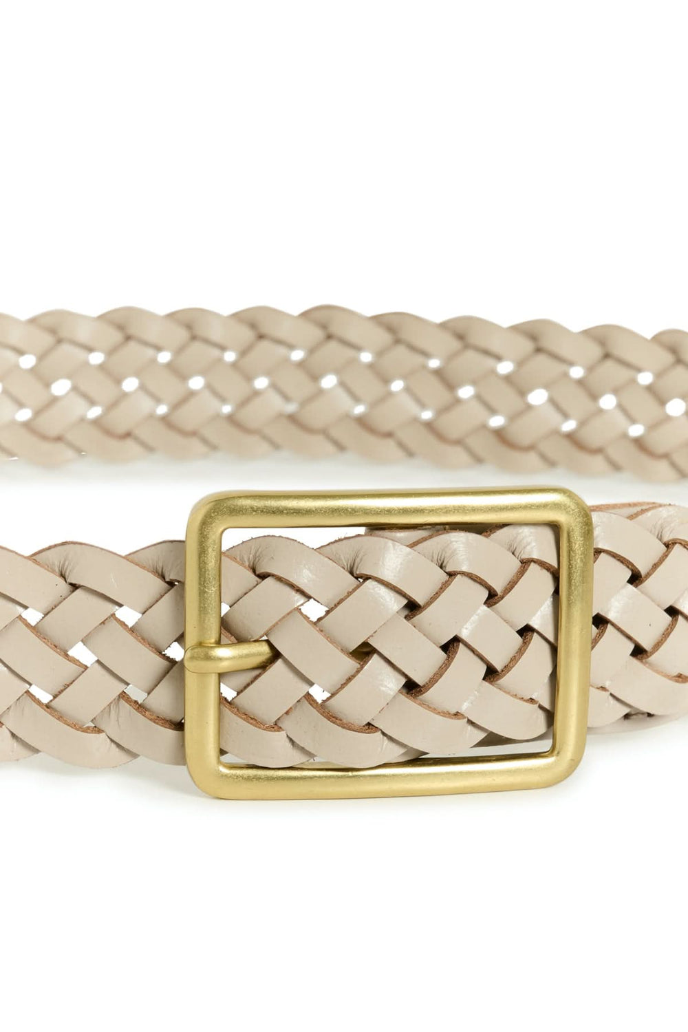 Ceinture tressée Anstina avec boucle carrée en métal, ajustement précis, design souple et élégant.