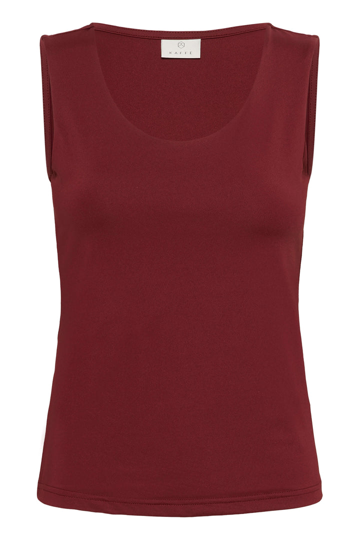 Débardeur bordeaux en tissu doux avec coupe ajustée et encolure dégagée, idéal pour un look chic et confortable en toutes occasions.