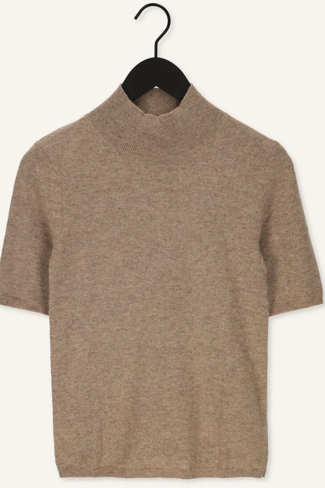 Chandail col montant manches courtes — maille fine, élégant et simple, en maille légère, idéal pour un look soigné et intemporel.