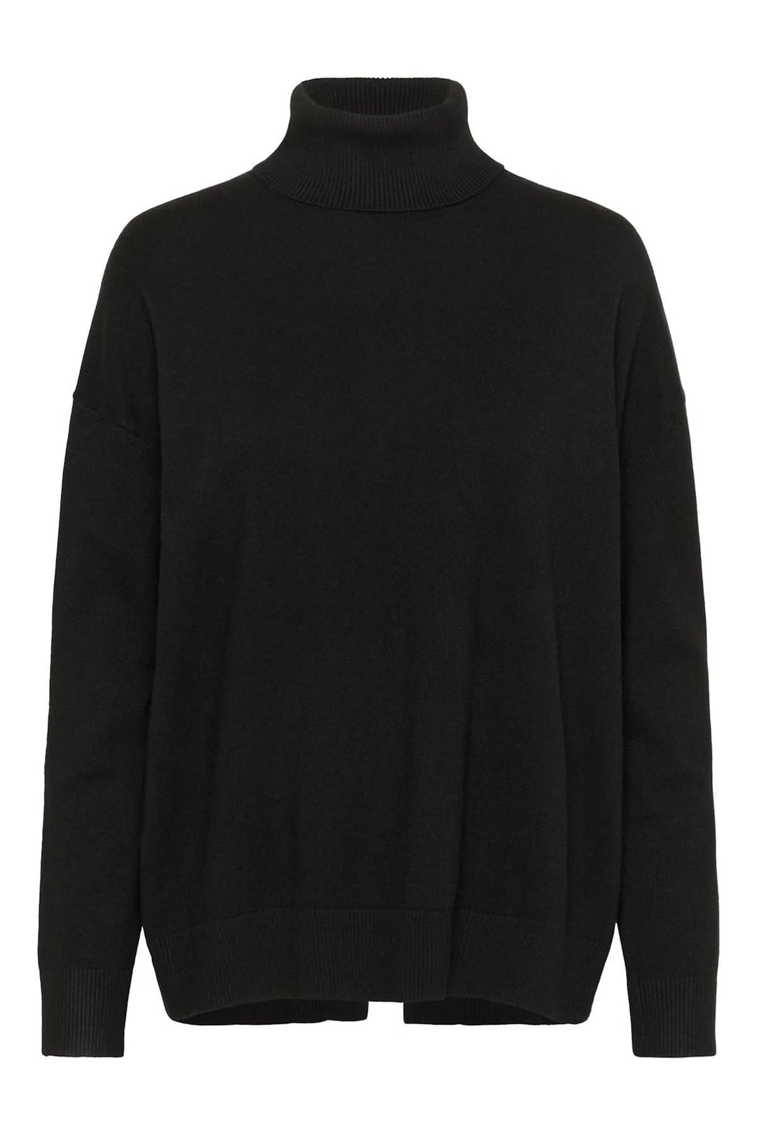 Chandail à col roulé coupe décontractée Glea en noir avec manches longues et finitions côtelées, idéal pour un look chic et minimaliste.