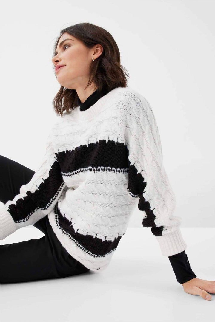 Pull en tricot Liv pour femme, style décontracté, col ras du cou, motif torsadé, hiver tendance.