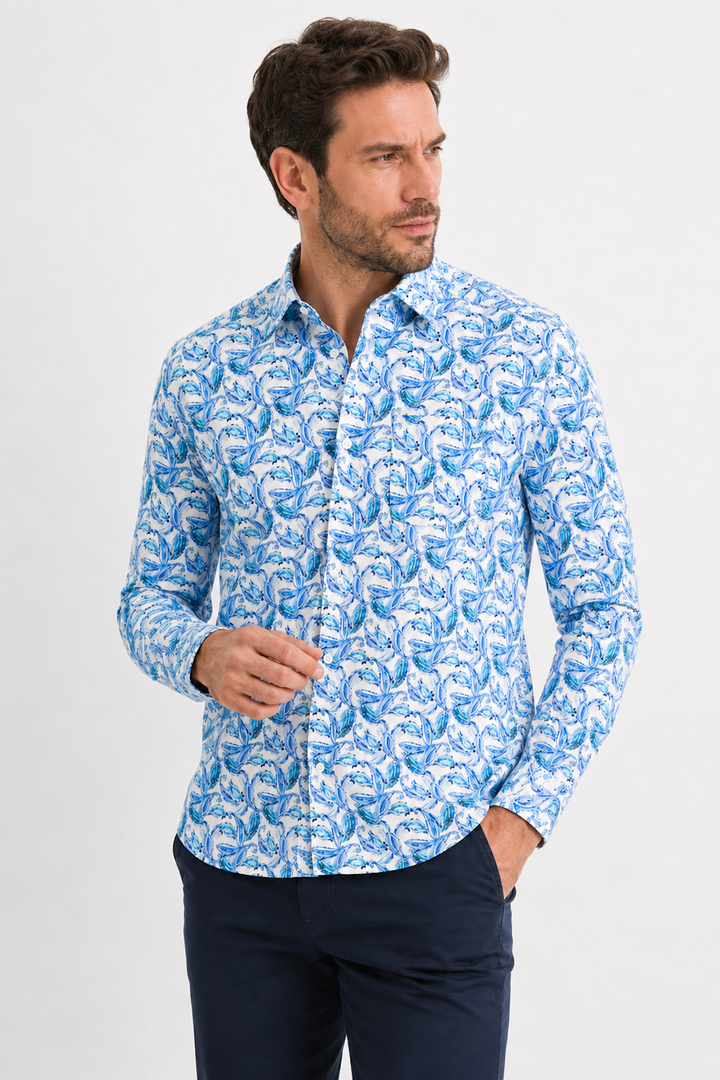 Long-sleeve shirt with an artistic print