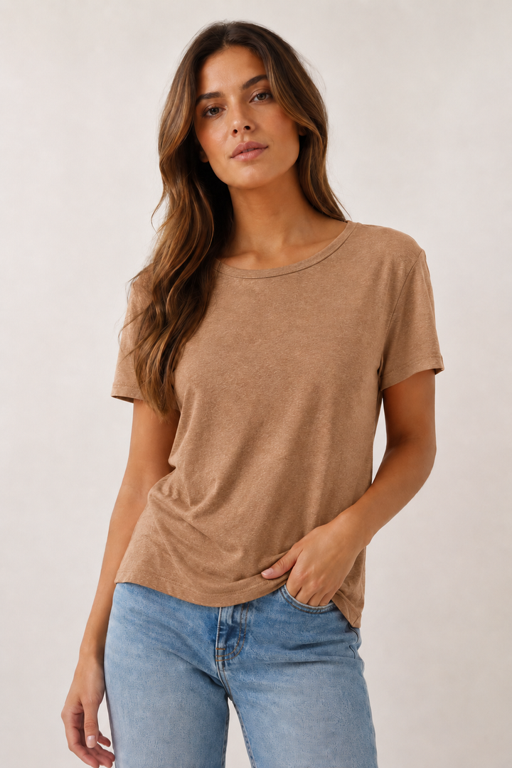 T-shirt col rond en lin