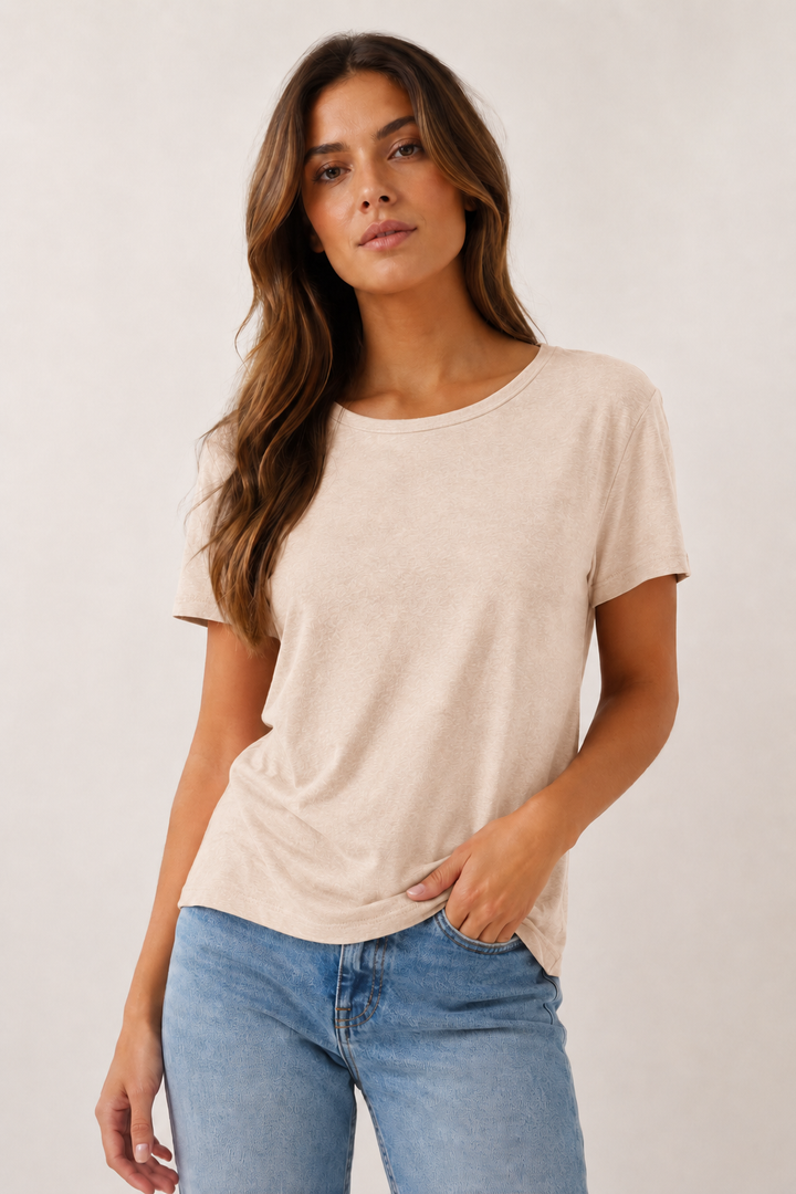 T-shirt col rond en lin