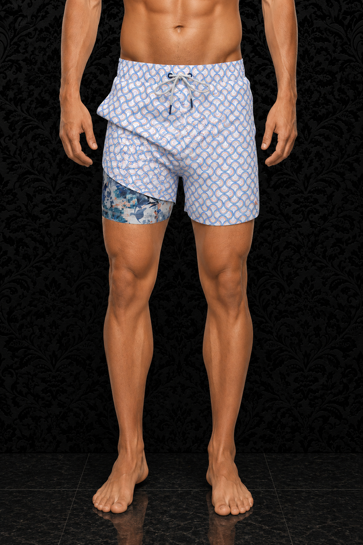 Maillot de bain Manaudou à motif géométrique rétro