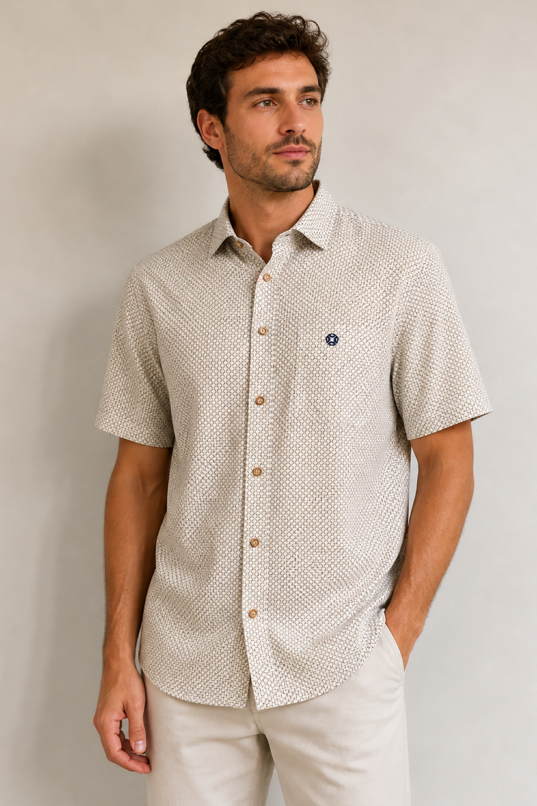 Chemise à manches courtes à motif micro-imprimé