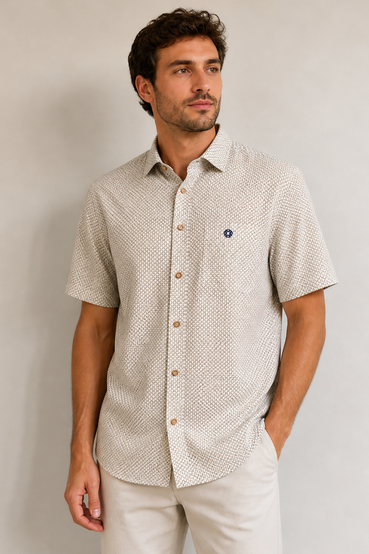 Chemise à manches courtes à motif micro-imprimé