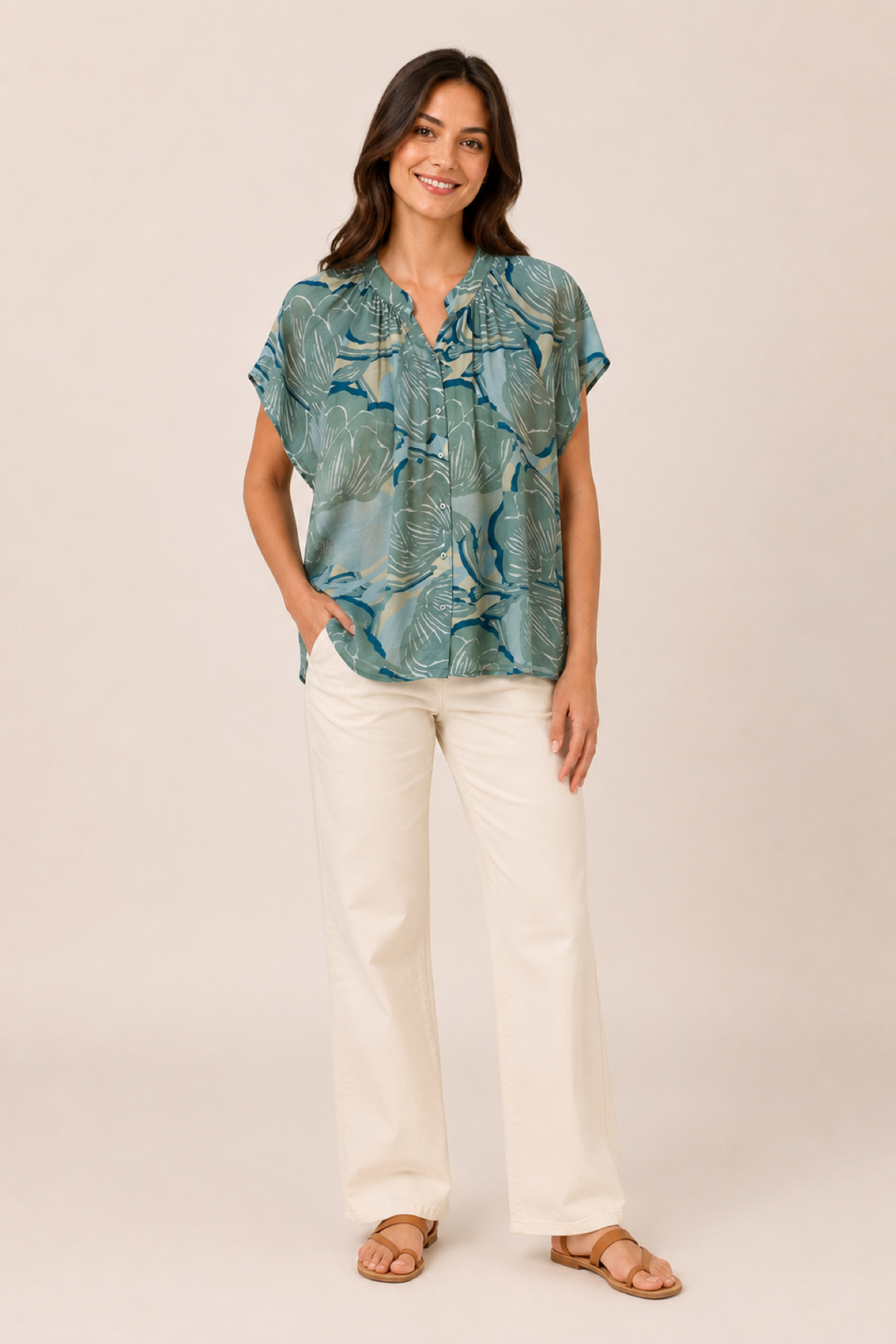 Blouse légère à manches courtes avec imprimé