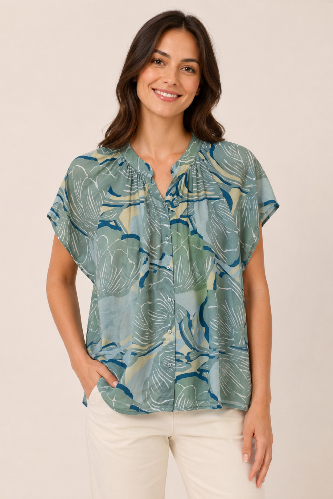 Blouse légère à manches courtes avec imprimé