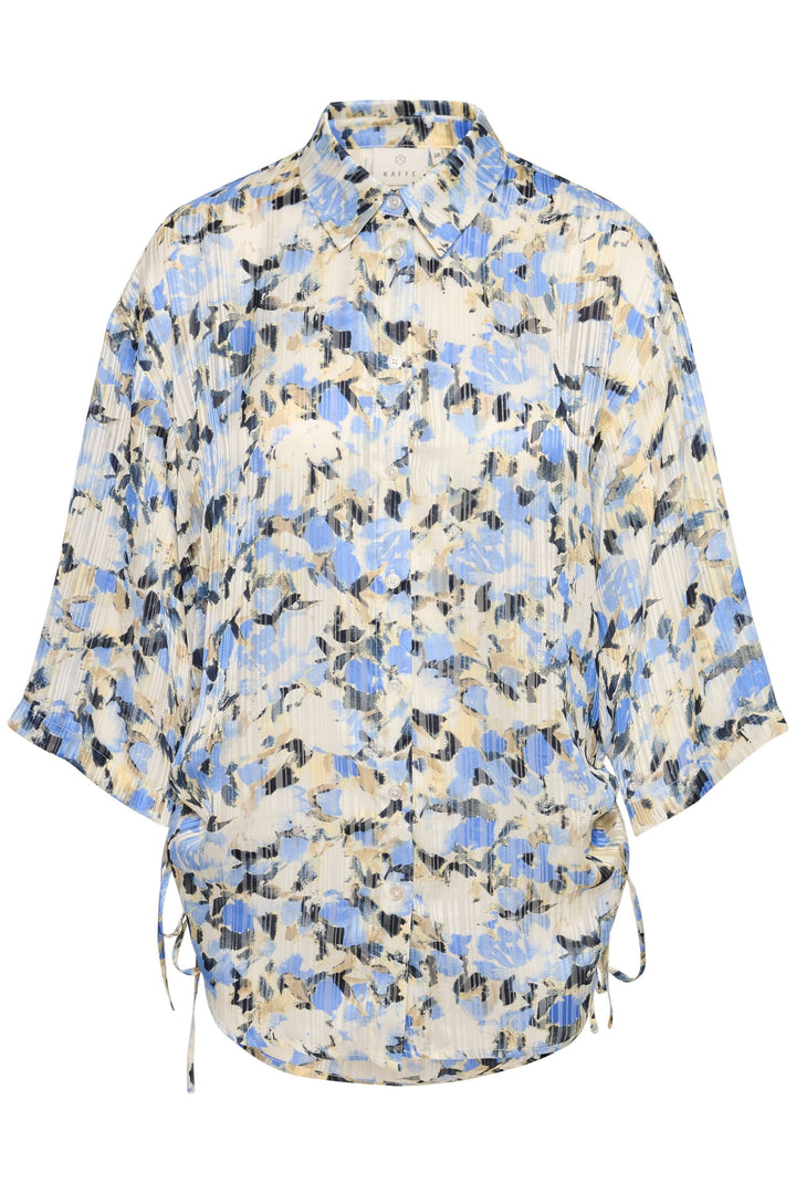 Chemise Eva à imprimé floral en polyester, manches 3/4, coupe régulière, parfaite pour le confort et le style.