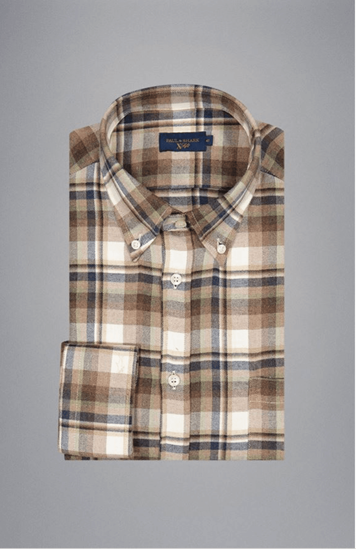 Chemise en flanelle à carreaux multicolores en flanelle douce, tons naturels, idéale pour la saison froide.