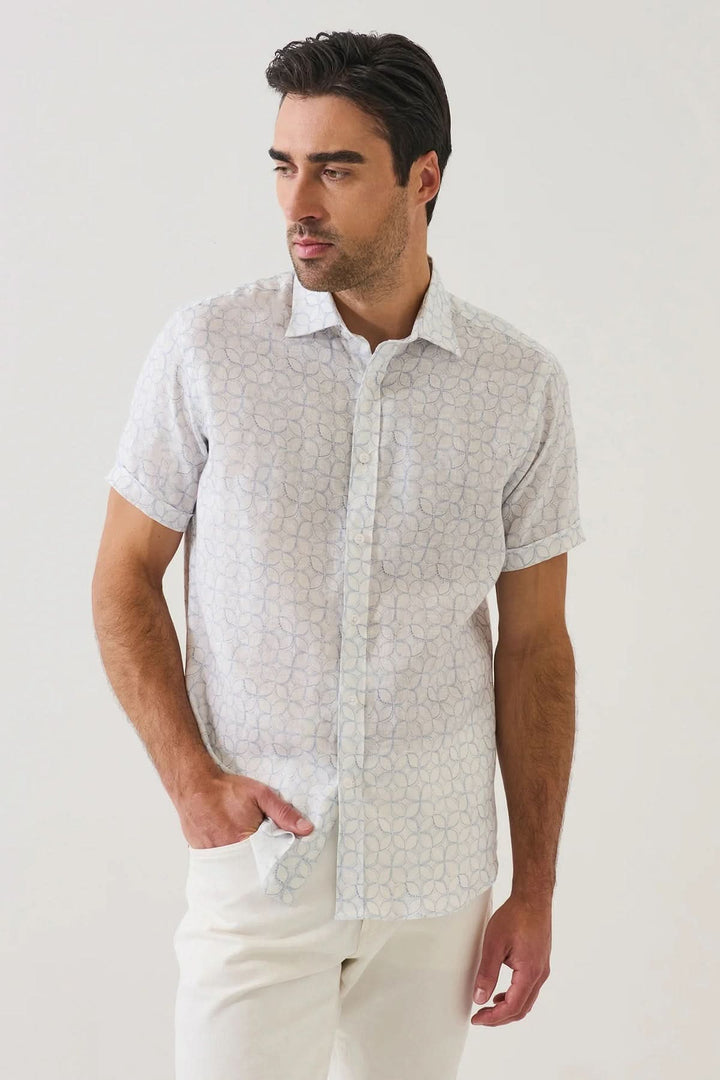 Chemise en lin imprimée manches courtes