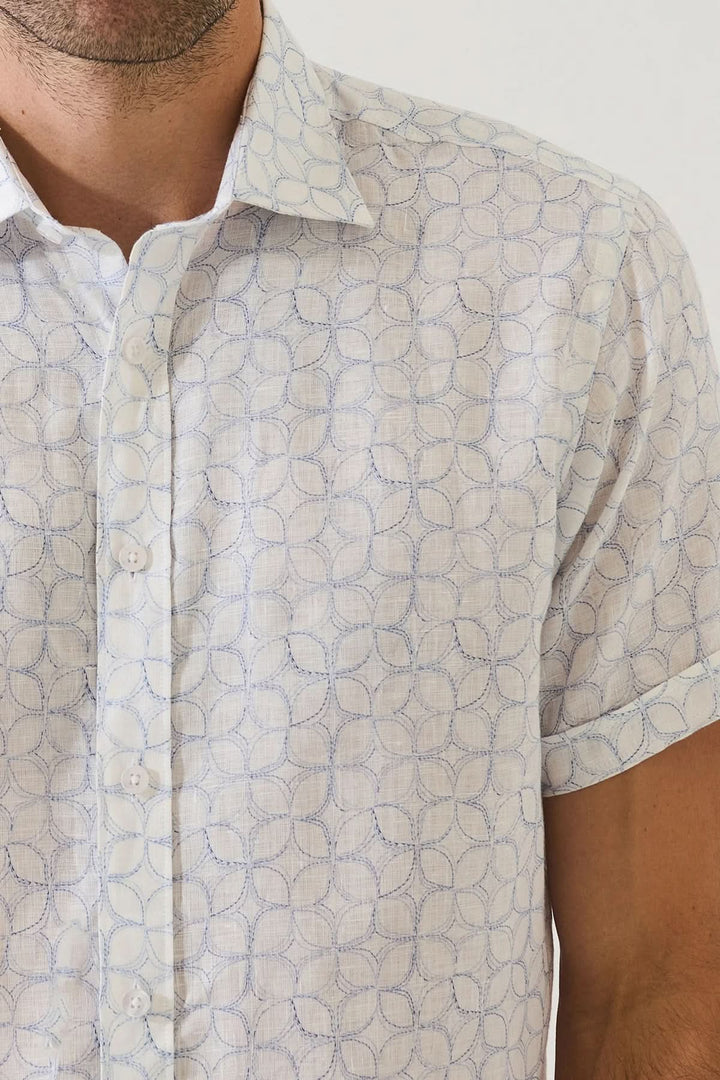 Chemise en lin imprimée manches courtes