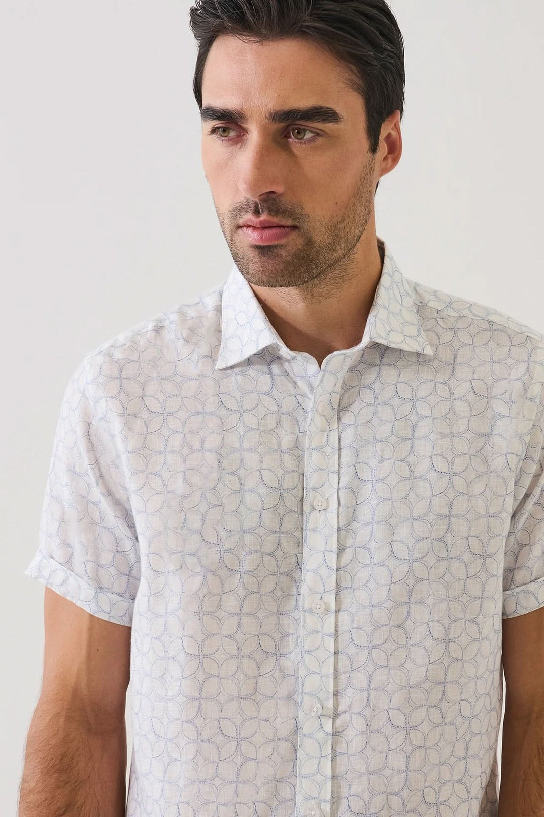 Chemise en lin imprimée manches courtes