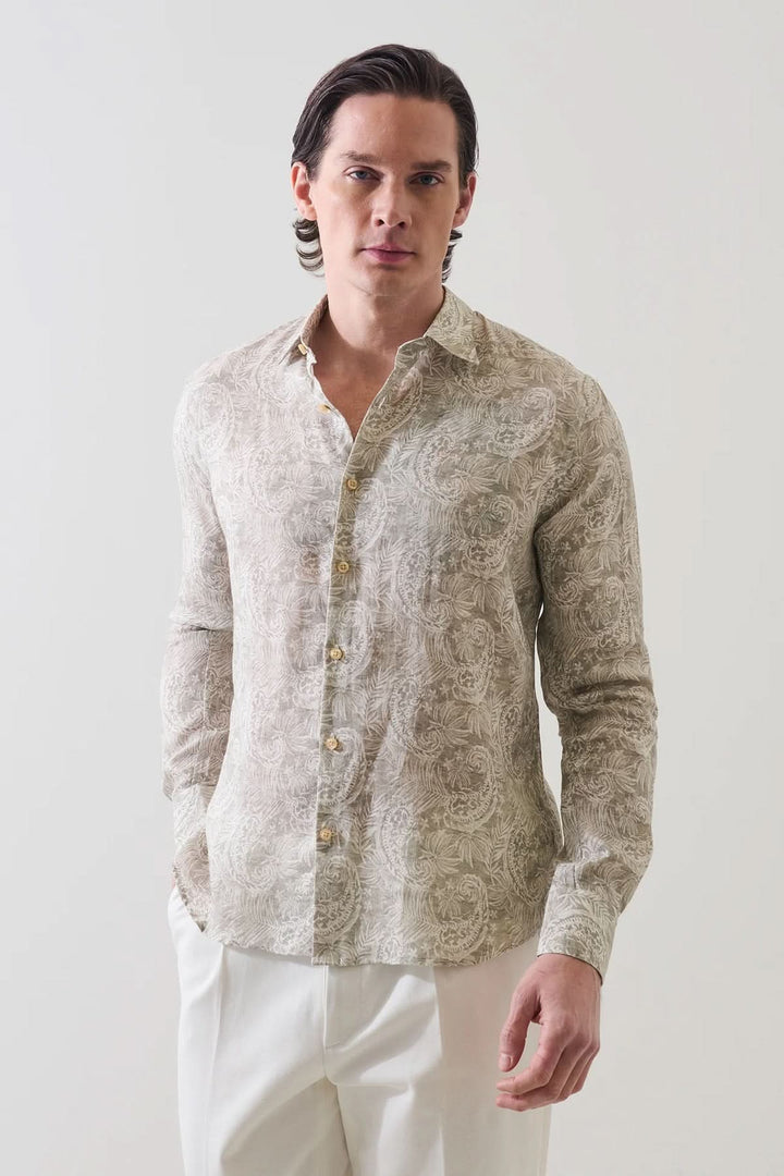 Chemise en lin à motif paisley