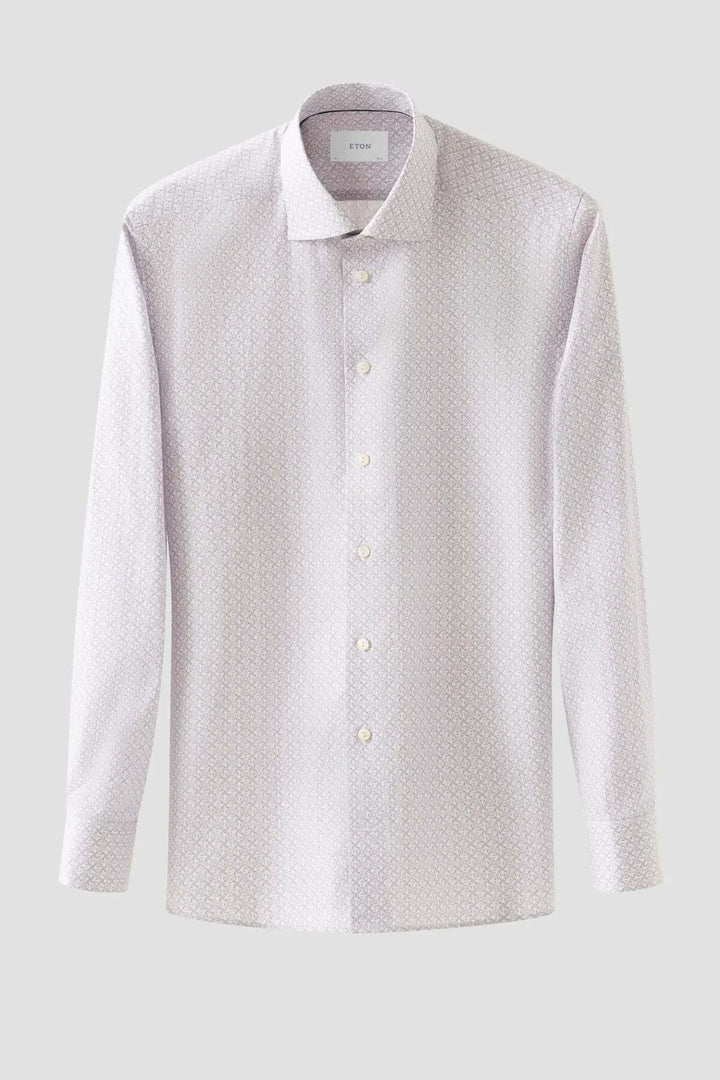 Chemise en sergé à motifs géométriques subtils, apportant élégance et confort pour les tenues professionnelles.