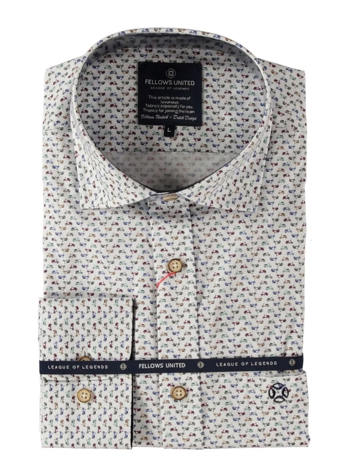 Chemise imprimée à manches courtes avec motif de motos colorées, parfaite pour l&