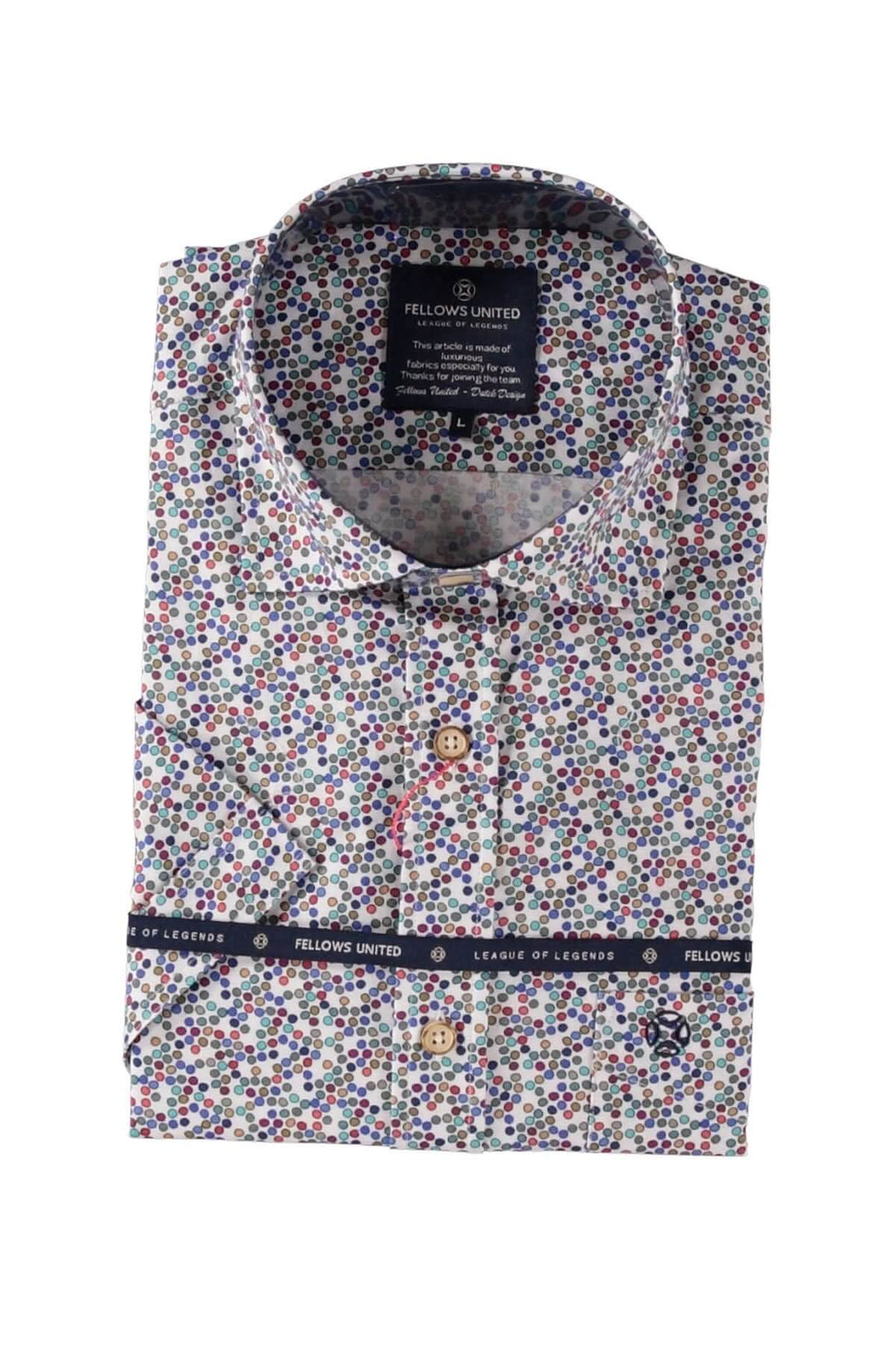 Chemise à manches courtes à pois multicolores, col classique, légère et fraîche, idéale pour l&