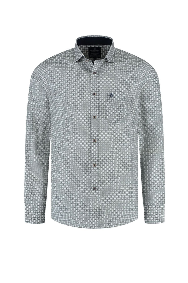 Chemise à manches longues à motif discret avec col classique, élégante et moderne, idéale pour un style soigné au quotidien.