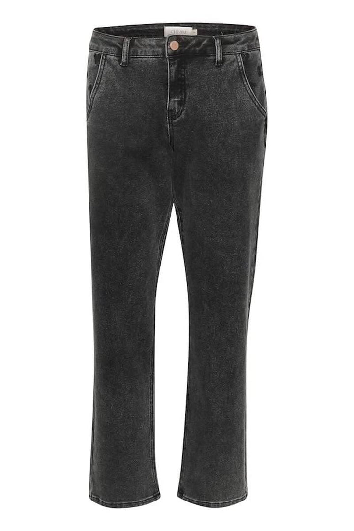 Jean délavé noir, coupe droite, look intemporel, style décontracté, 5 poches.