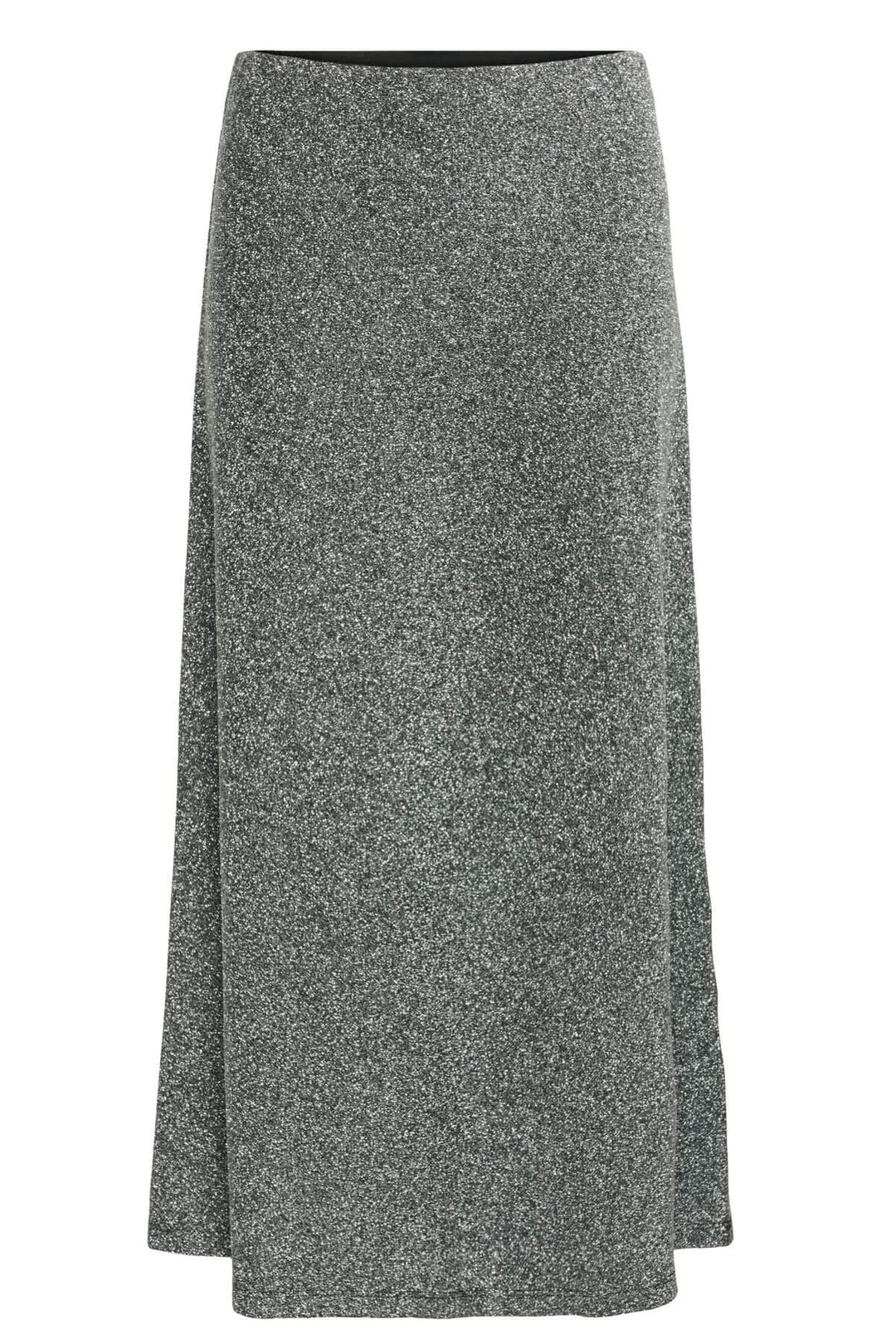 Jupe scintillante Viebe avec effet métallisé discret et coupe évasée, idéale pour soirées et occasions festives, taille élastique incluse.