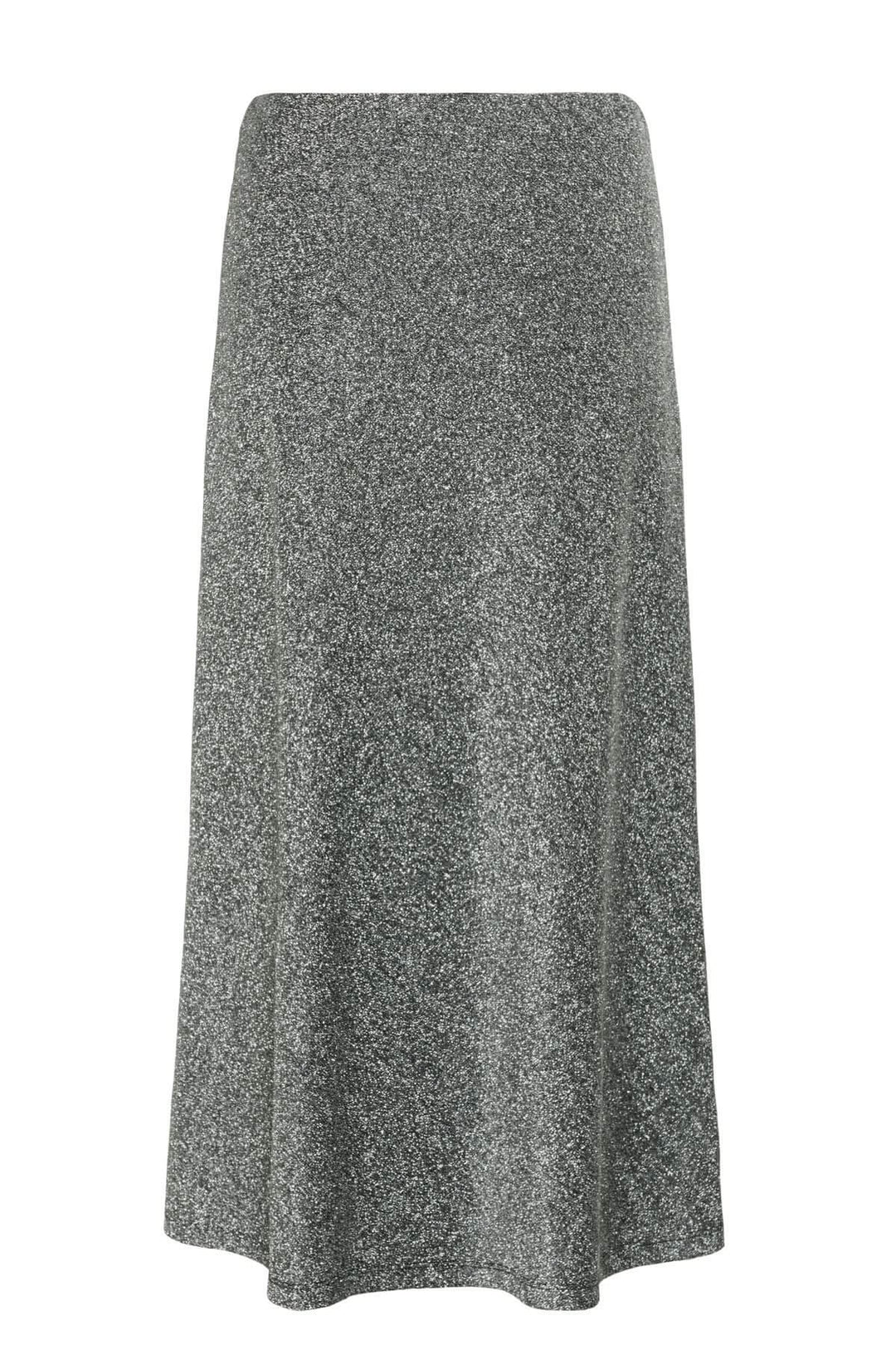 Jupe scintillante Viebe, jupe midi évasée avec effet métallisé discret, taille élastique, allure chic pour soirées et occasions festives.