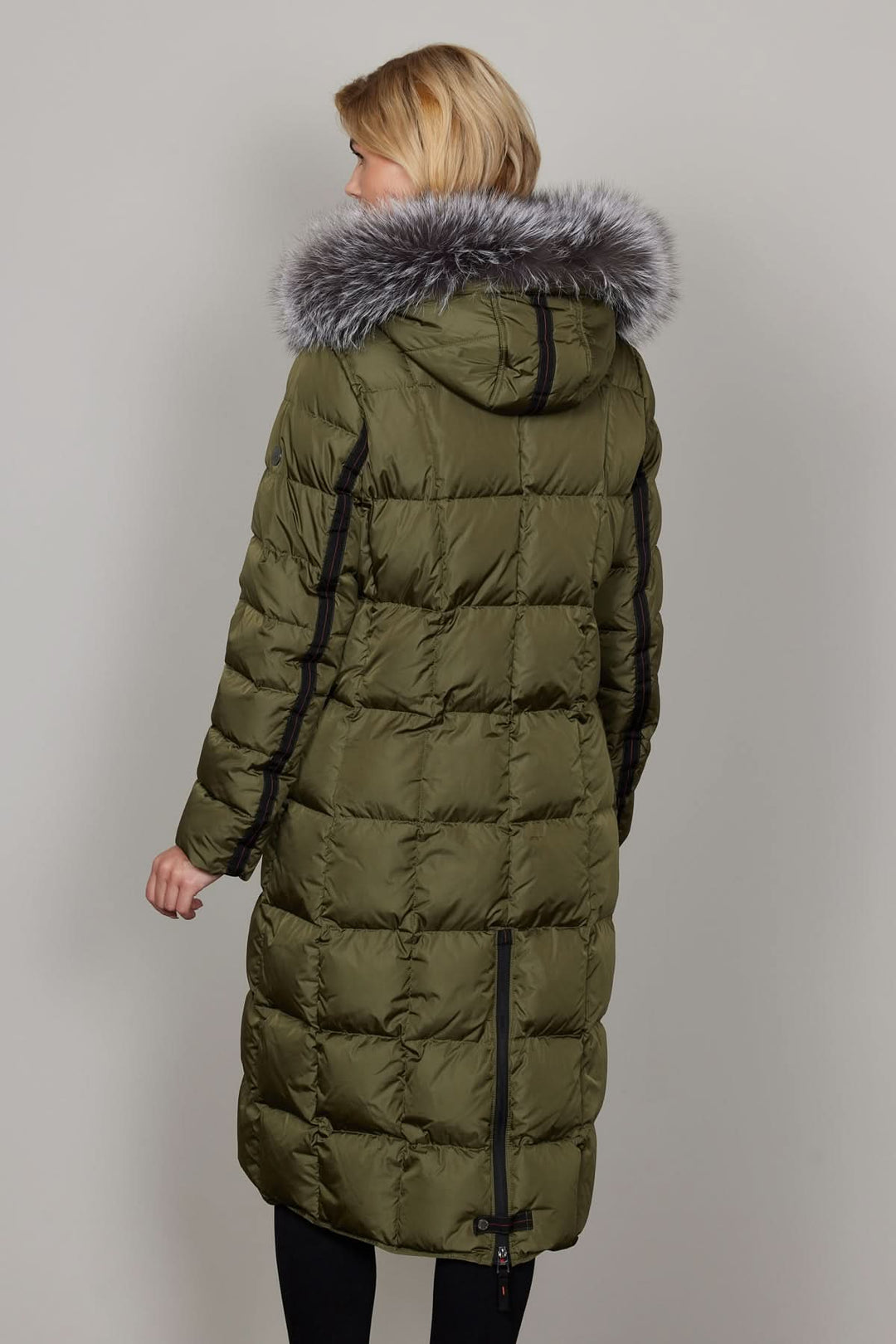 Manteau à capuche avec fourrure, long matelassé, isolé, avec poches zippées, col haut, idéal pour l&