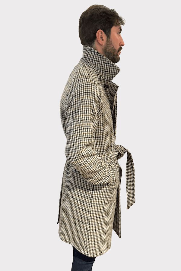 Houndstooth tweed coat