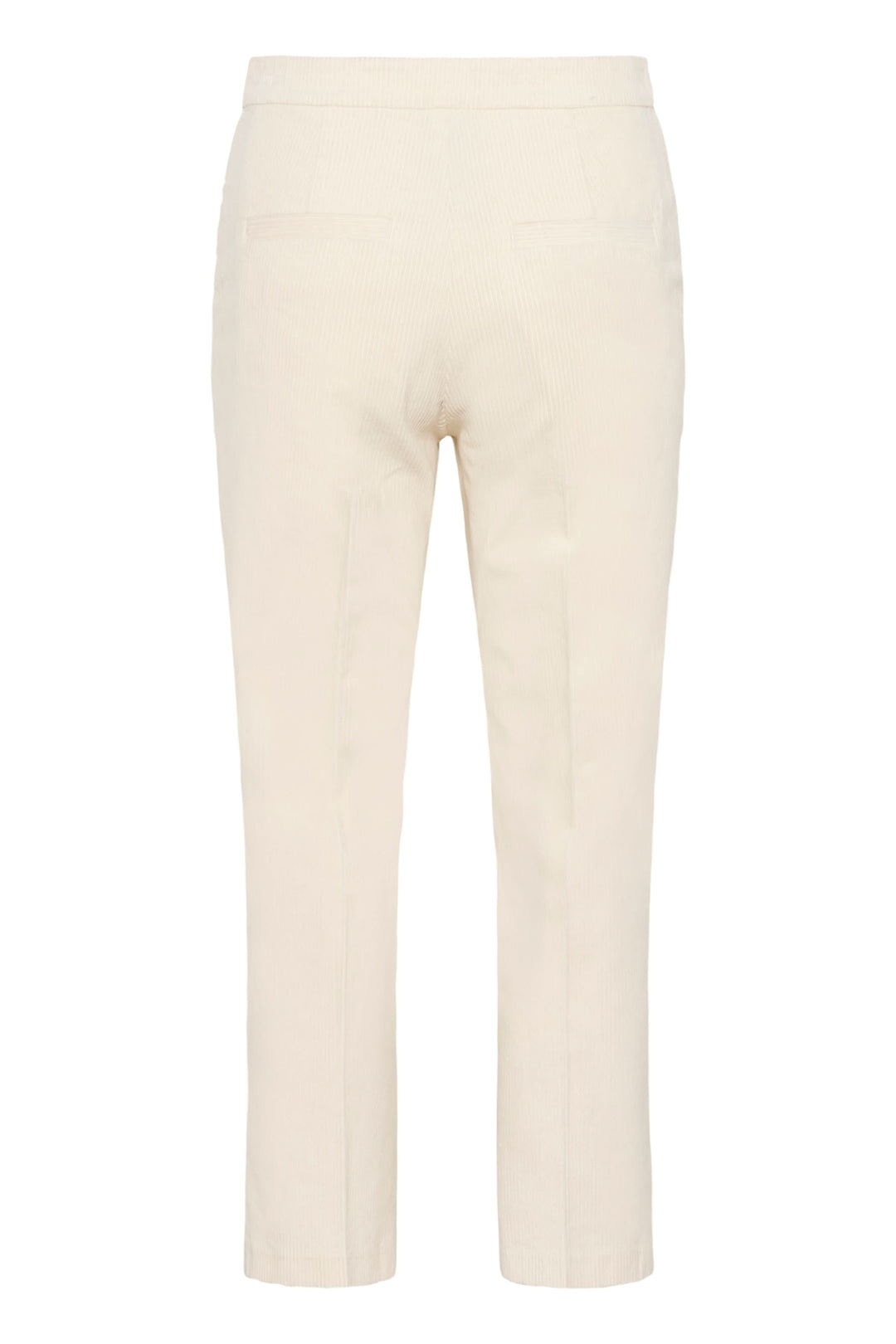 Pantalon Mishas en velours côtelé blanc cassé, coupe droite et taille mi-haute, idéal pour un style casual chic et confortable.