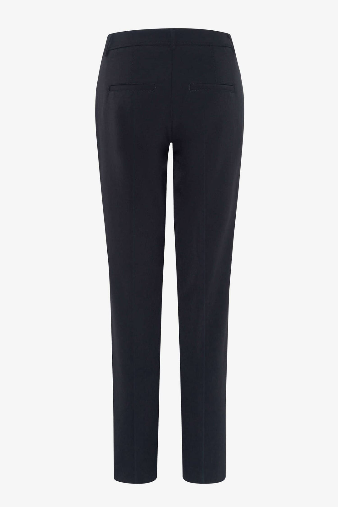 Pantalon chino Maron S pour femmes, vue arrière, coupe fuselée et poches élégantes.