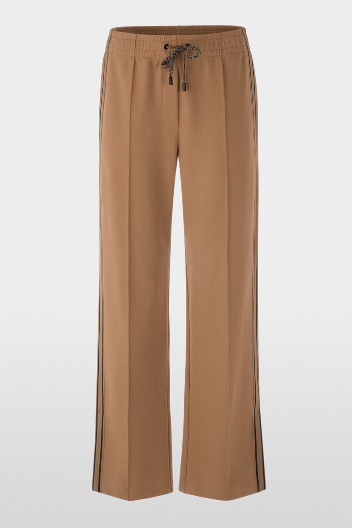 Pantalon décontracté à bandes contrastantes, coupe droite, tissu stretch, bandes latérales sportives, idéal pour look casual chic.