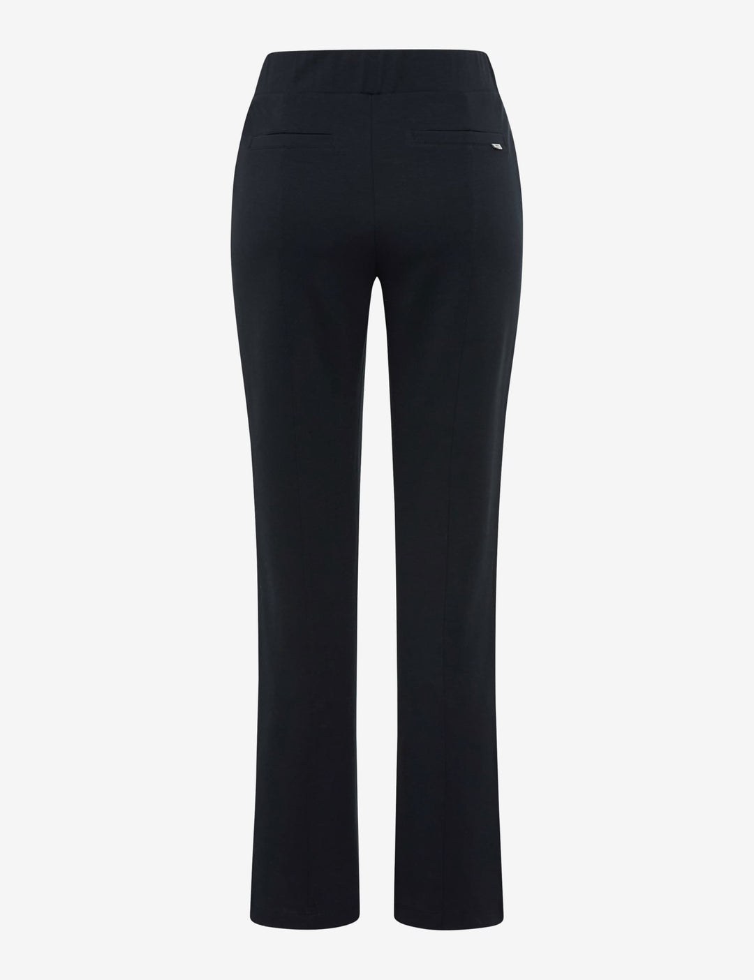 Vue arrière du Pantalon droit à bandes latérales MALIA, silhouette épurée avec bandes contrastantes, confort et style moderne.