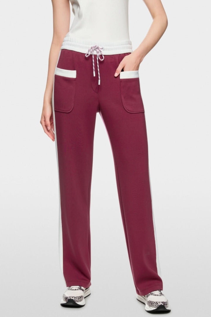 Pantalon à enfiler Washington large avec rayures contrastées et cordon de serrage, pour un style décontracté et confortable.