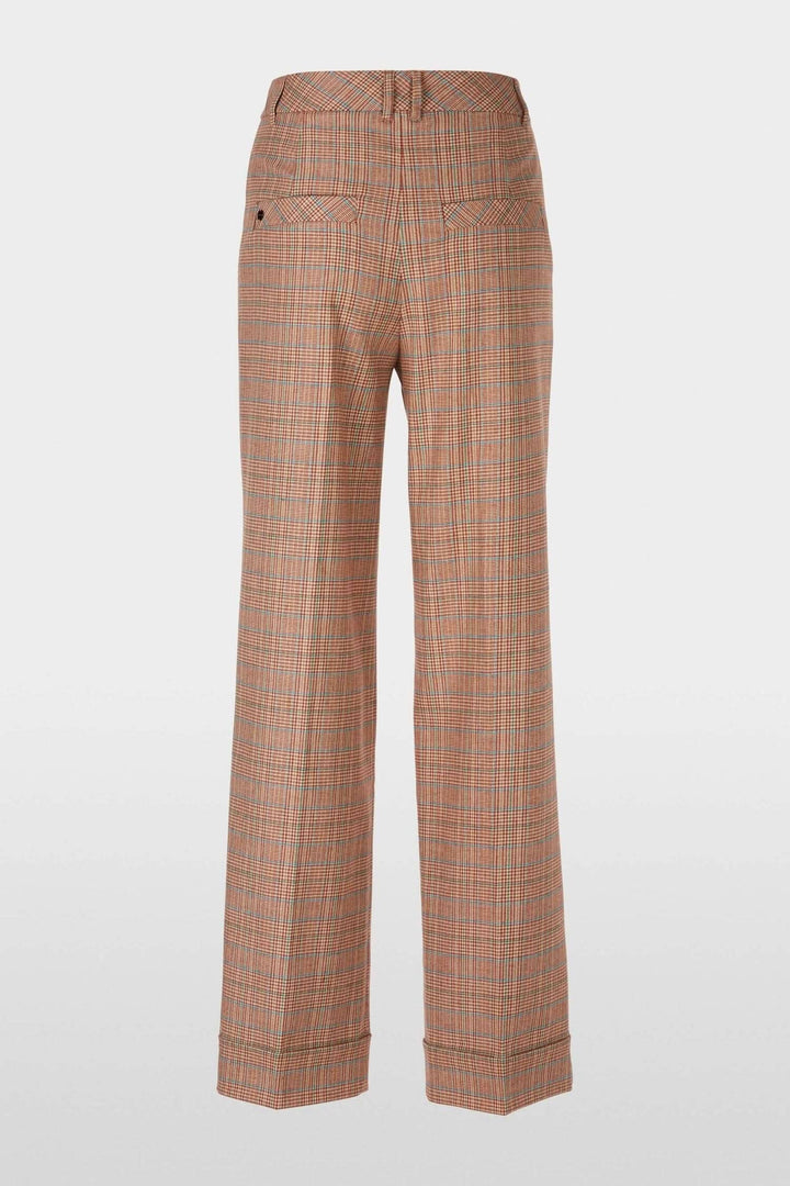 Pantalon à motifs mini pépite avec jambe large, revers et design professionnel, parfait pour le confort au travail.