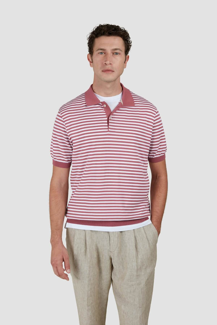 Polo en coton bicolore à rayures avec col contrasté, modèle élégant et décontracté pour l&