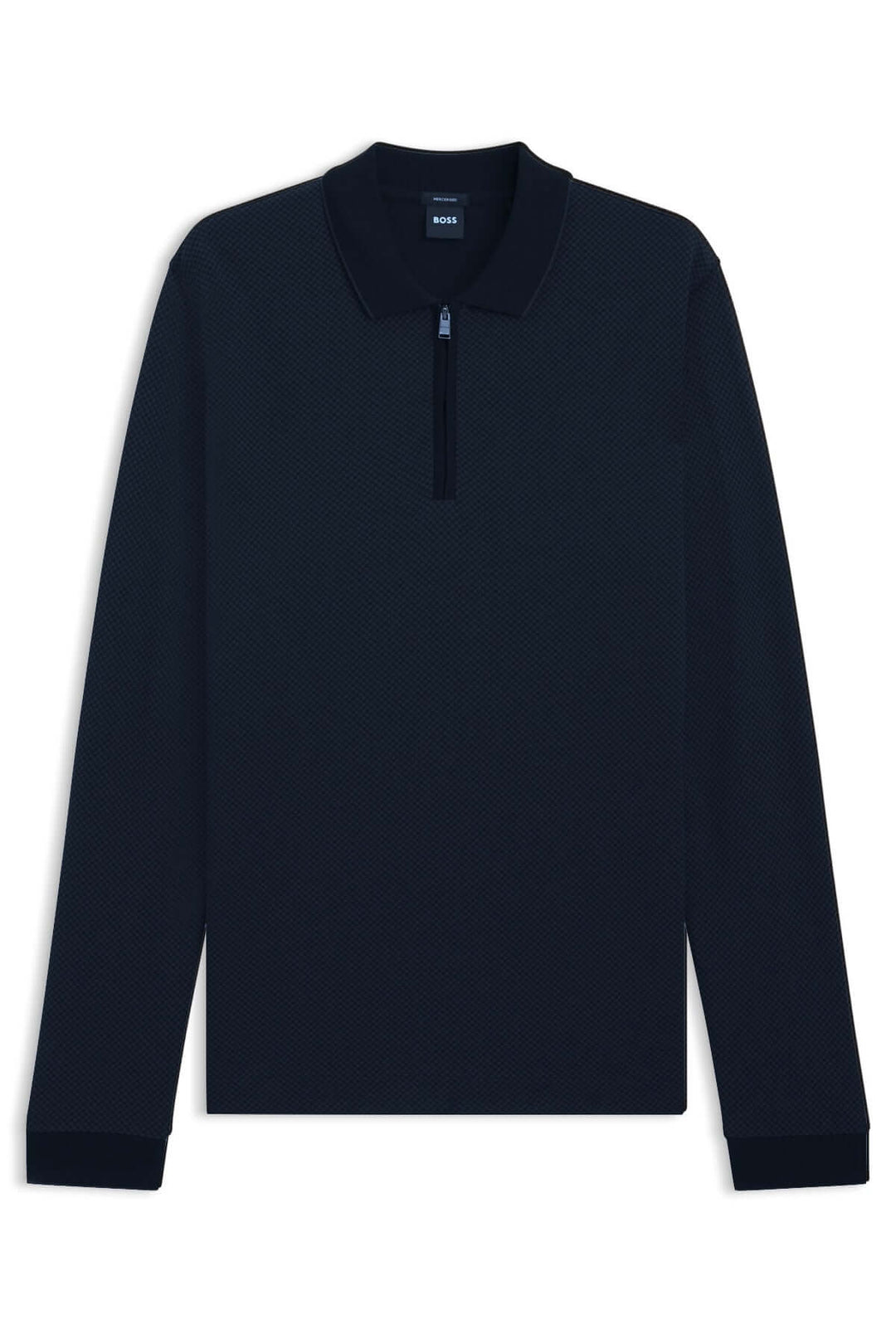 Polo à manches longues avec fermeture éclair, élégant et confortable, avec col contrastant, parfait pour un style chic décontracté.