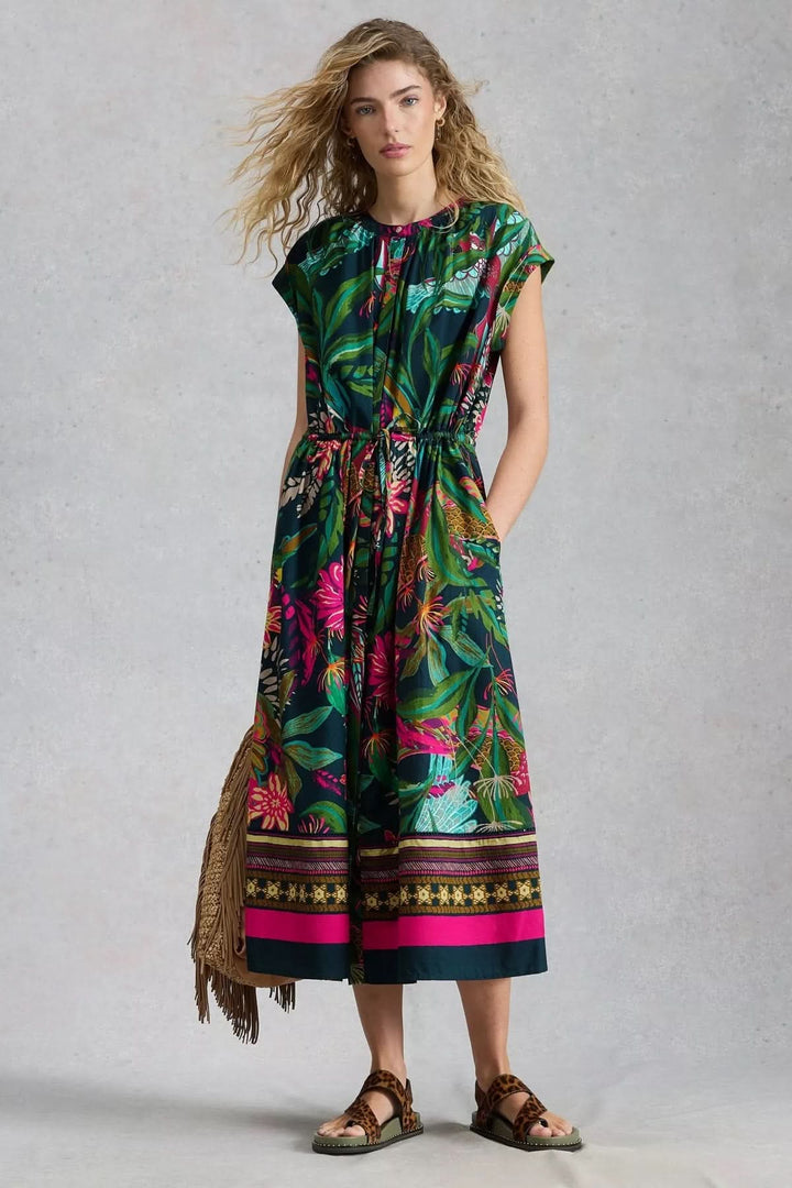 Robe Lauryn longue fluide imprimé tropical