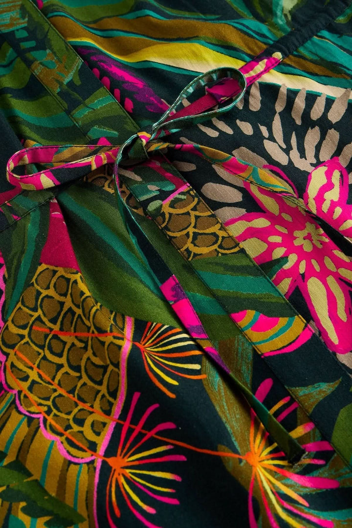 Robe Lauryn longue fluide imprimé tropical