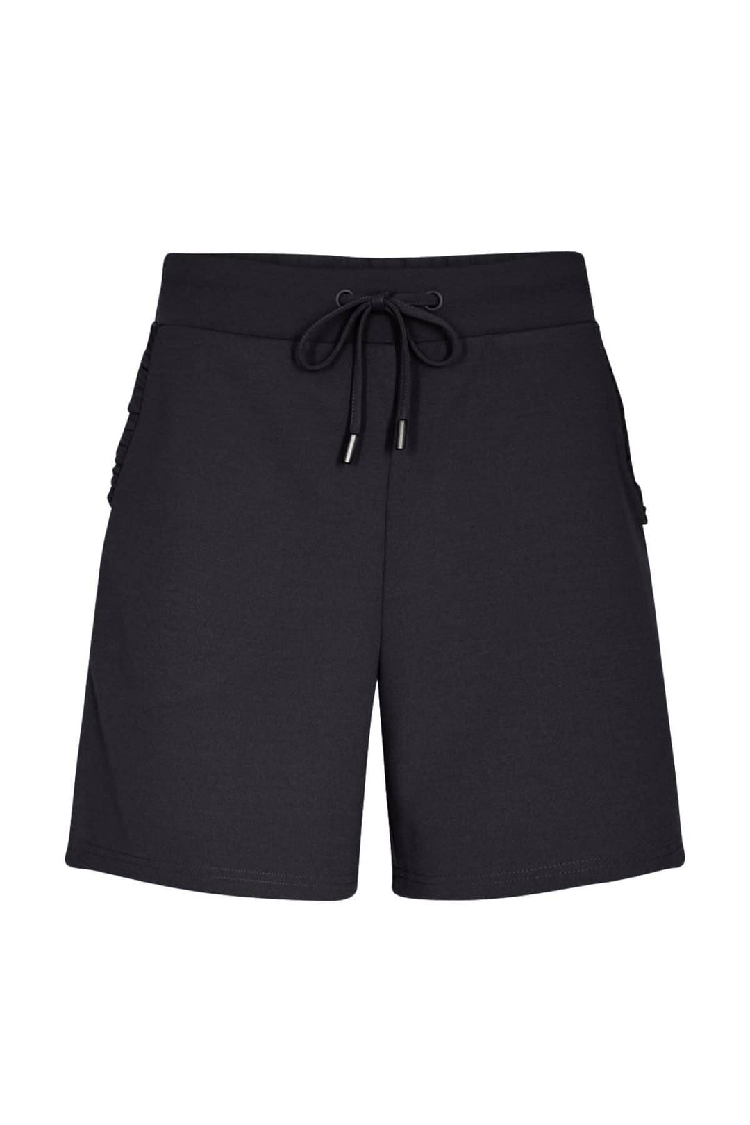 Short noir confortable avec bande élastique à la taille, parfait pour des journées décontractées.