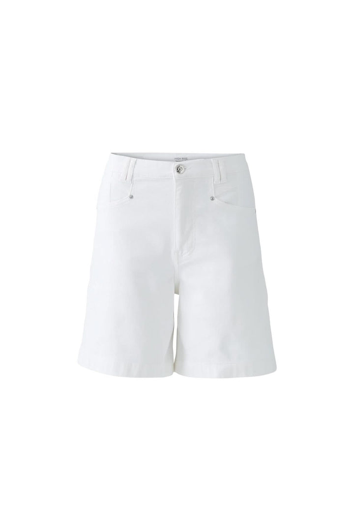 Short léger blanc à taille haute avec coupe droite et cinq poches, parfait pour l&