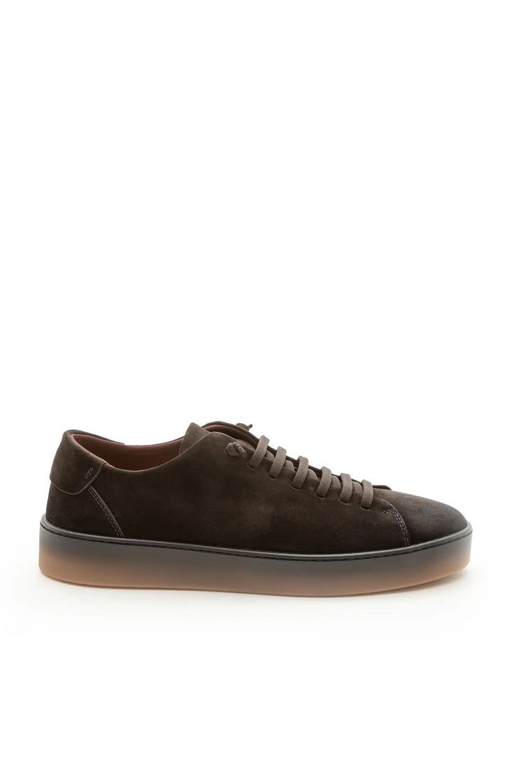 Sneaker homme cuir veau finition travaillée lacets élastiques semelle haut de gamme fabrication artisanale italienne